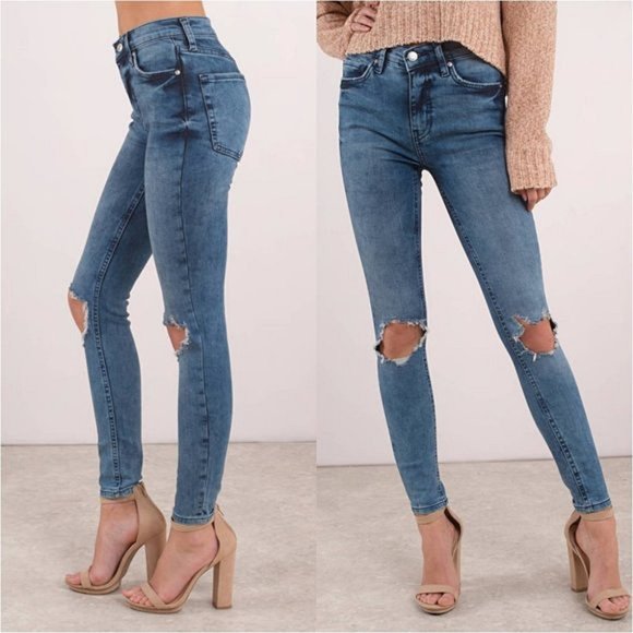 Free People Denim - Free People High Rise Busted Knee Skinny Jean